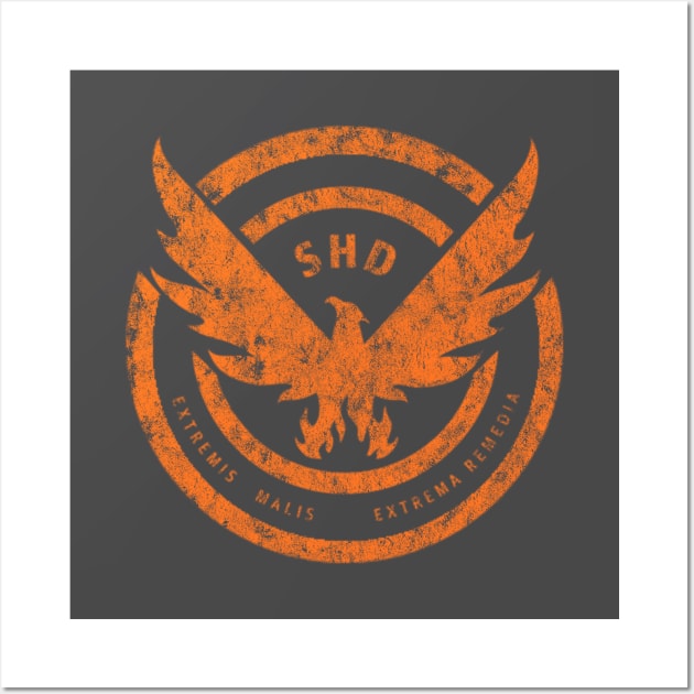 The Division SHD Worn Orange Logo Wall Art by StebopDesigns